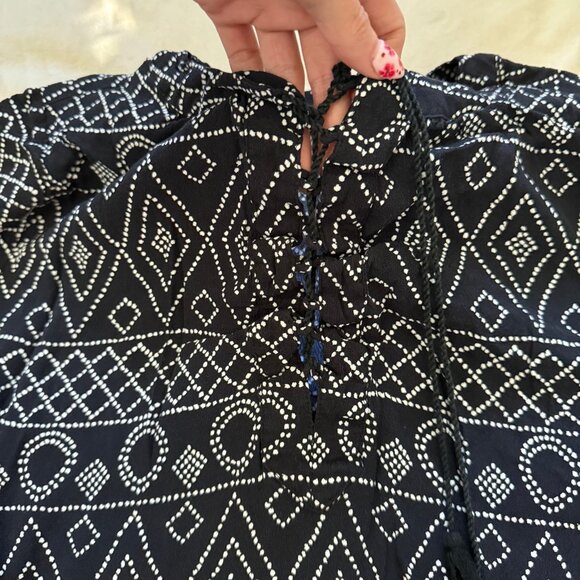 MADEWELL Lace Up Peasant Top in Caravan Print - Picture 6 of 12